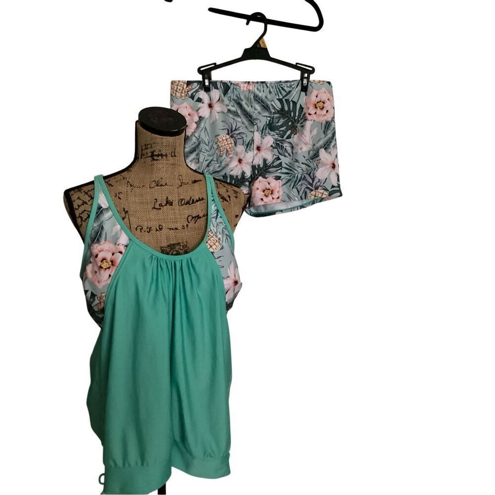 2 piece swimsuit  Pineapple tank and shorts